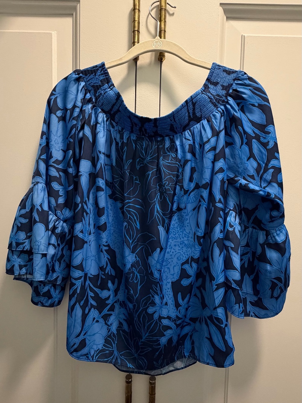 Lilly Pulitzer Navy & Bright Blue Floral Off-Shoulder Top